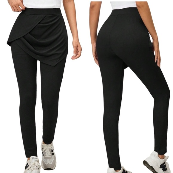 Jolie Pants - Women's Solid Color Pleated Cross-Over Casual Leggings
